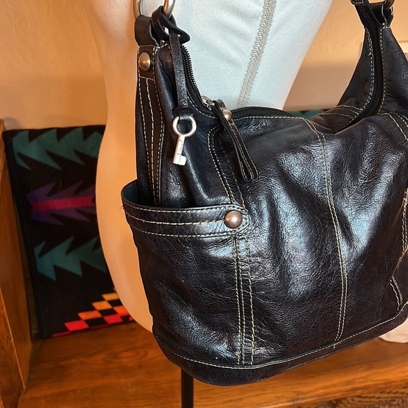 FOSSIL LEATHER BLACK SHOULDER BAG - Picture 3 of 11